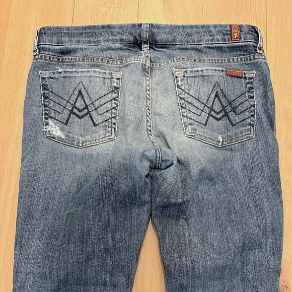 7 For All Mankind 7FAM "A" Pocket Bootcut Wide Flare Leg Jeans Blue Size 30 - Picture 8 of 16